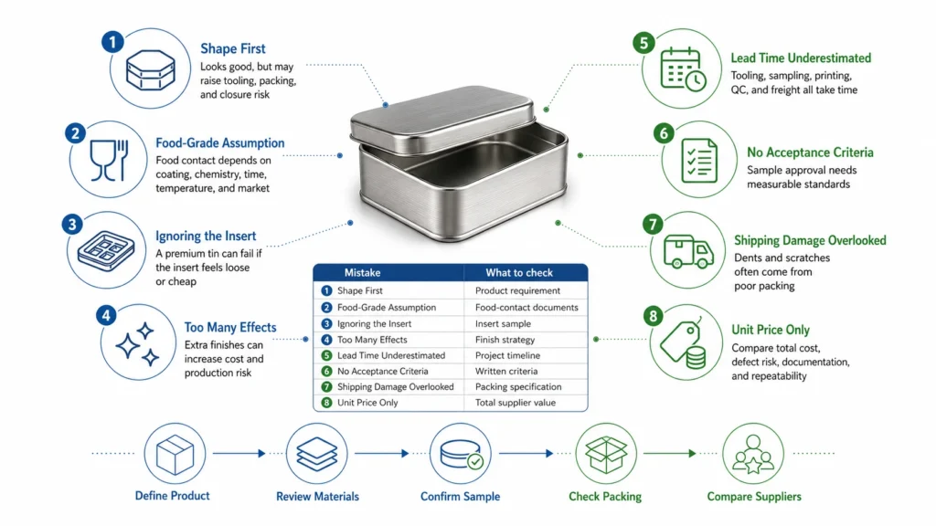 Common mistakes when choosing custom metal tin packaging