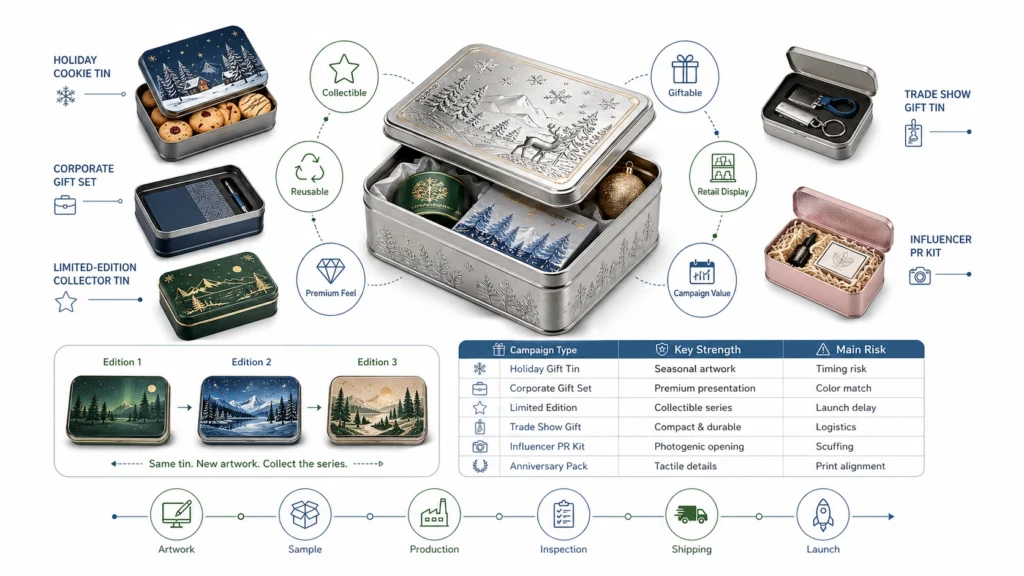Gift, promotional, and holiday packaging: collectibility and campaign value