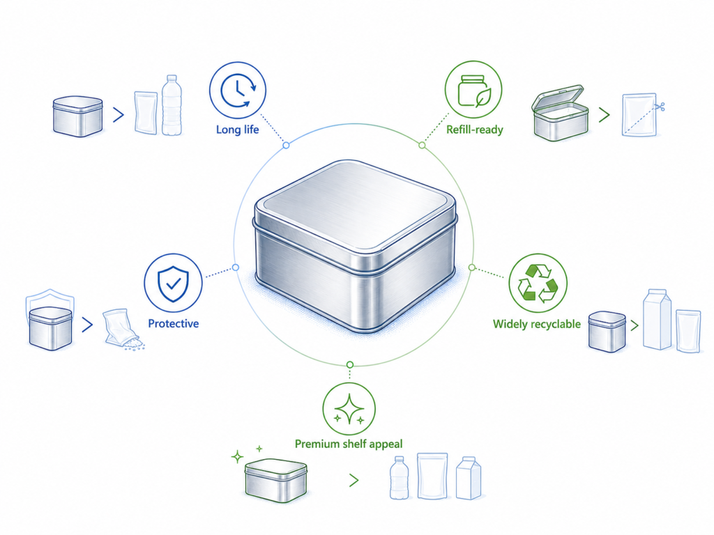 Sustainable Custom Metal Packaging: Why Tin Boxes Support Circular Packaging Goals