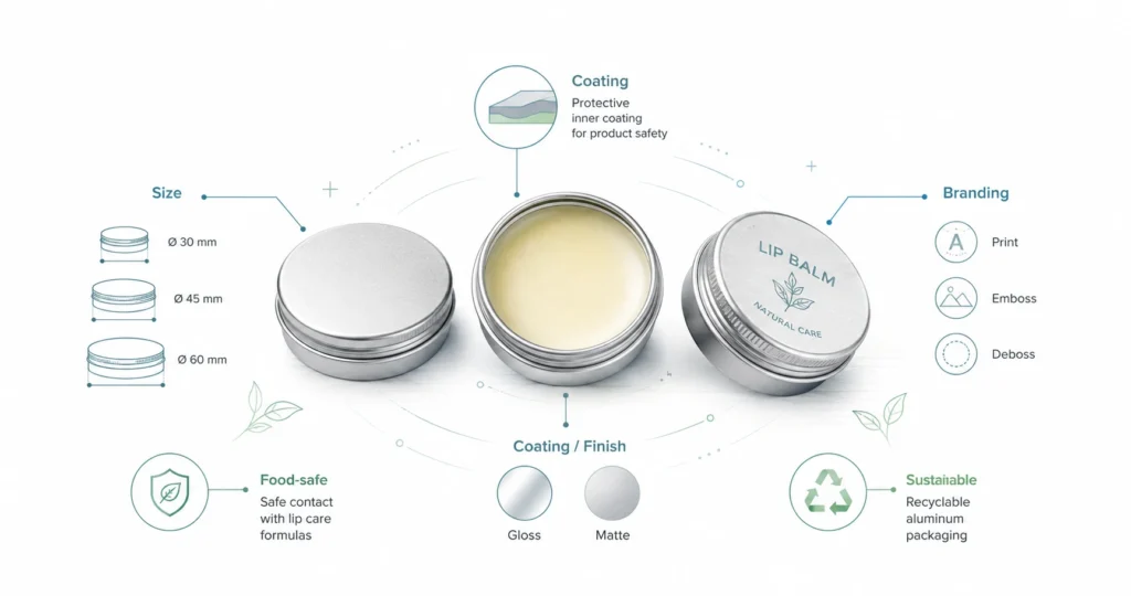 Metal Lip Balm Tin Packaging: Sizes, Coatings, and Branding Options