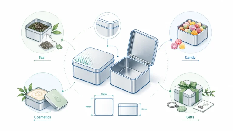 Square Metal Tins: Packaging Ideas for Tea, Candy, Cosmetics, and Gifts Square Metal Tins: Packaging Ideas for Tea, Candy, Cosmetics, and Gifts