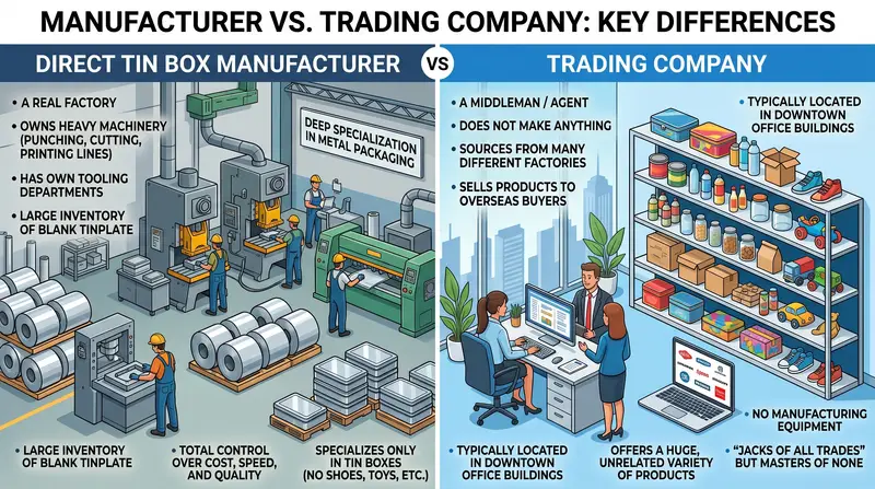 Tin Box Manufacturer vs Trading Company: How to Distinguish Between Them via Factory Verification tin box manufacturer vs trading company