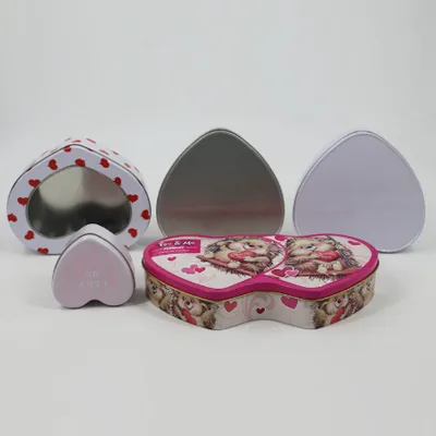 Heart-shaped chocolate tin box