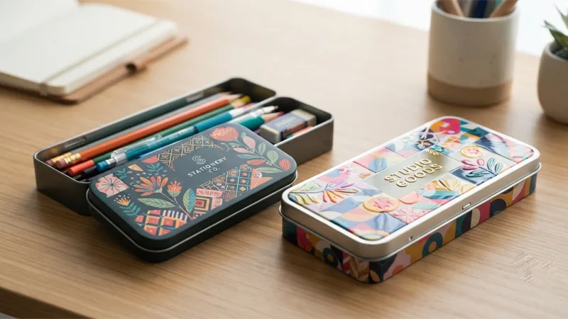 Printing and surface treatment technology for Tin Pencil Box