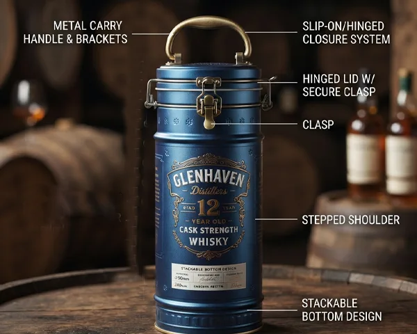 Custom  Whisky Tin Canister Structural Design 