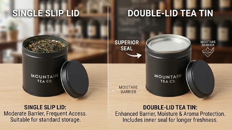 Double-Lid Tea Tin vs. Single Slip Lid