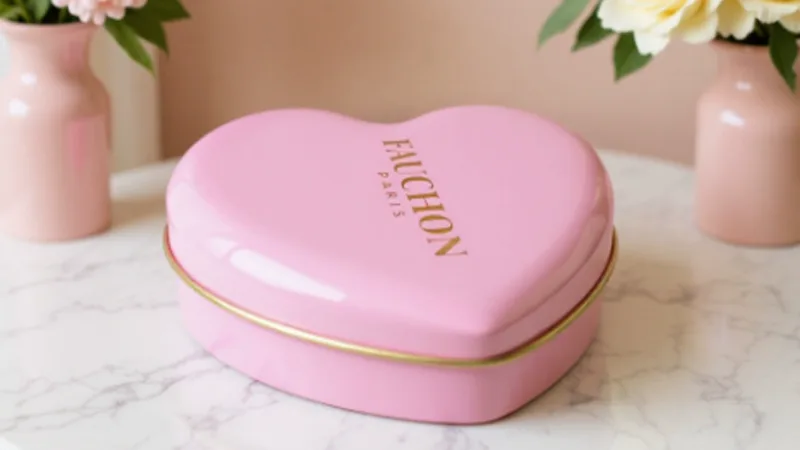Heart-shaped chocolate tin box