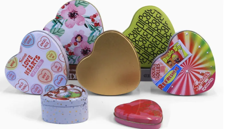 Heart-shaped chocolate tin box