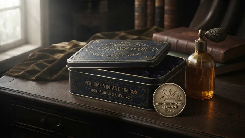 perfume vintage tin box Light Protection & Sealing