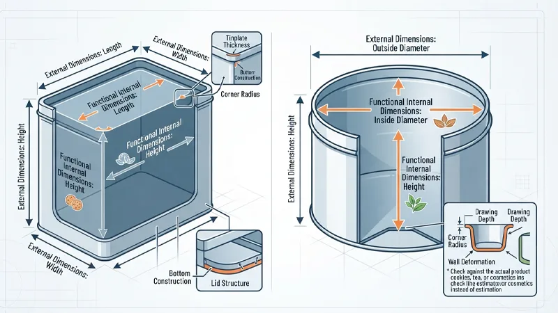 tin dimensions and internal capacity blueprint