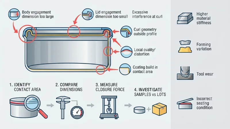 tin lid tightness troubleshooting matrix