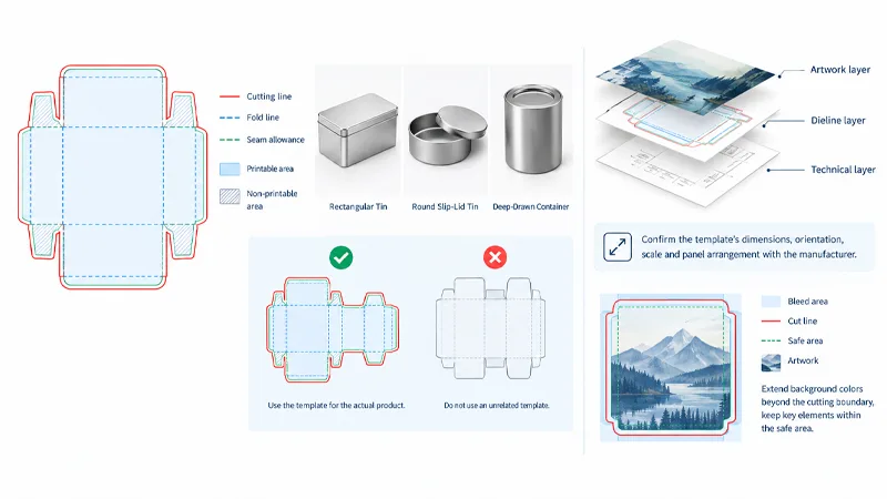 Tin Box Dieline Layout
